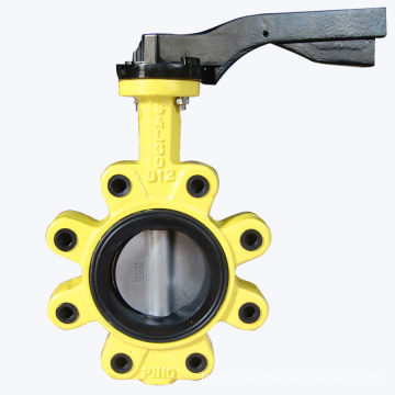 Yellow Coloured Lug Type Handle Butterfly Valve